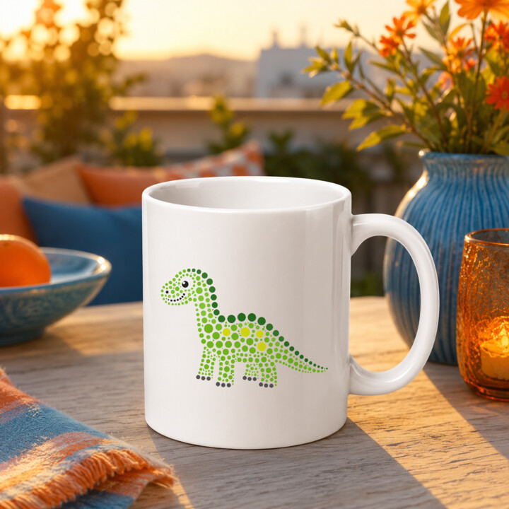 Dinozaur z kropek - dzień kropki - kubek na prezent