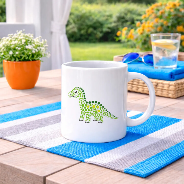 Dinozaur z kropek - dzień kropki - kubek na prezent