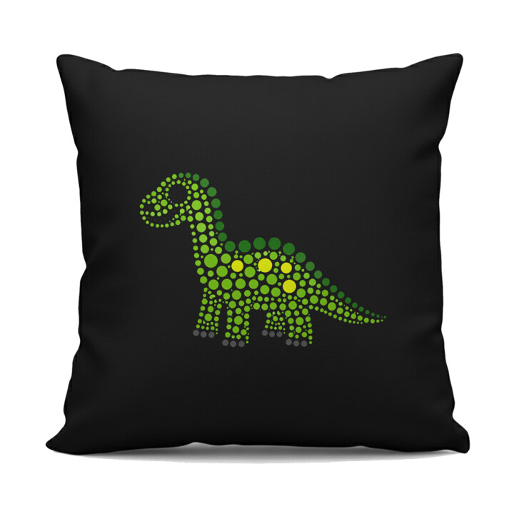 Dinozaur z kropek - dzień kropki - czarna poduszka na prezent