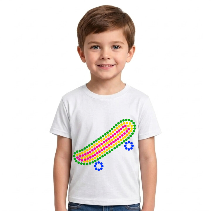 Deskorolka z kropek - dzień kropki - dziecięca koszulka na prezent