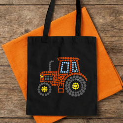 Traktor z kropek - dzień kropki - torba na prezent