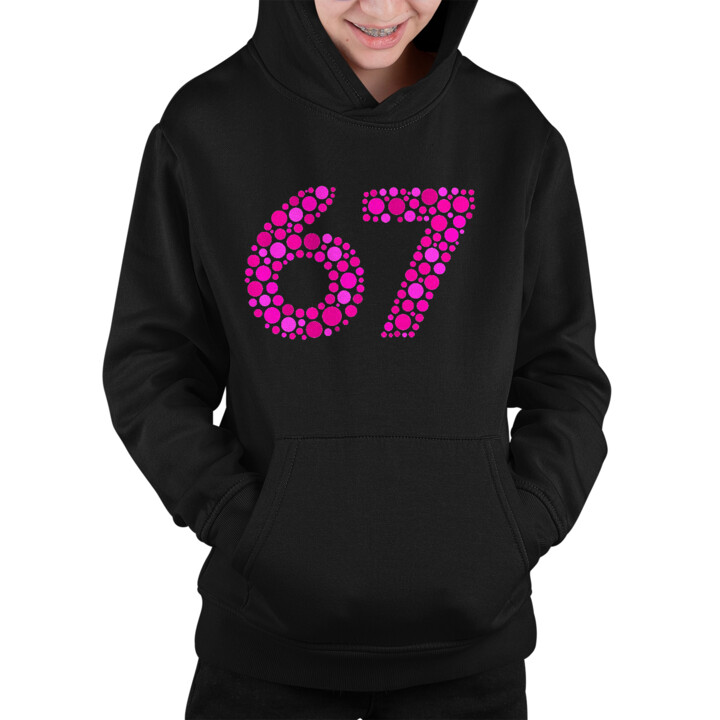 Różowe 67 z kropek - dzień kropki - dziecięca bluza na prezent