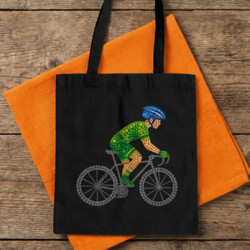 Rowerzysta z kropek - dzień kropki - torba na prezent