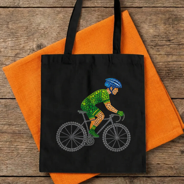 Rowerzysta z kropek - dzień kropki - torba na prezent