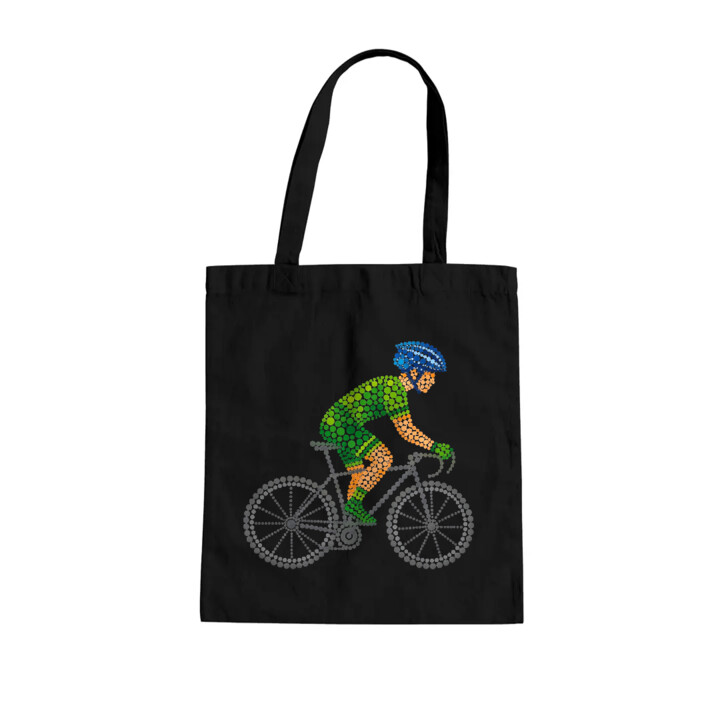 Rowerzysta z kropek - dzień kropki - torba na prezent