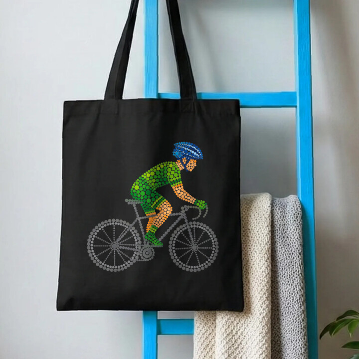 Rowerzysta z kropek - dzień kropki - torba na prezent