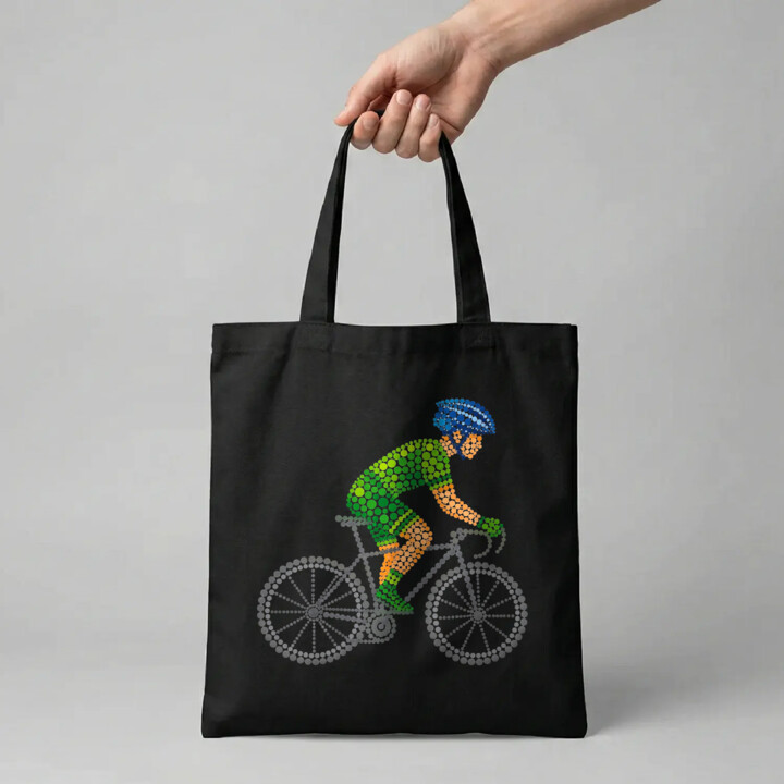 Rowerzysta z kropek - dzień kropki - torba na prezent