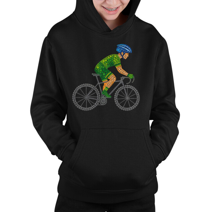 Rowerzysta z kropek - dzień kropki - dziecięca bluza na prezent