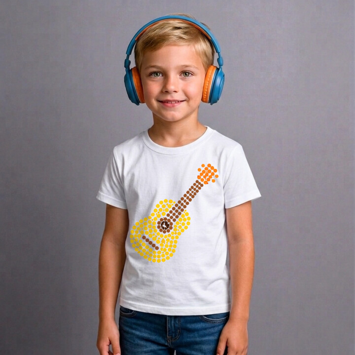 Gitara z kropek - dzień kropki - dziecięca koszulka na prezent