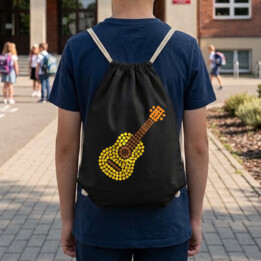 Gitara z kropek - dzień kropki - worko-plecak na prezent