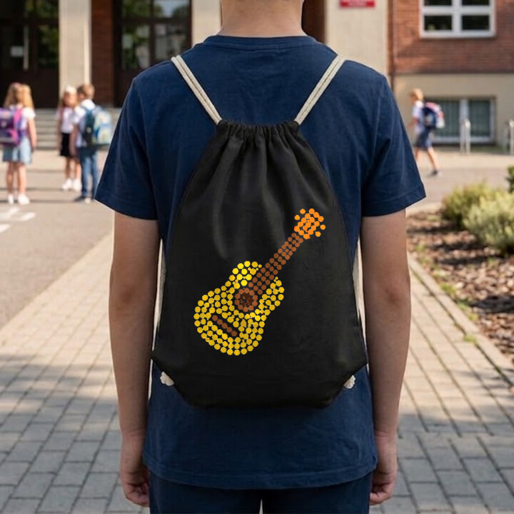 Gitara z kropek - dzień kropki - worko-plecak na prezent