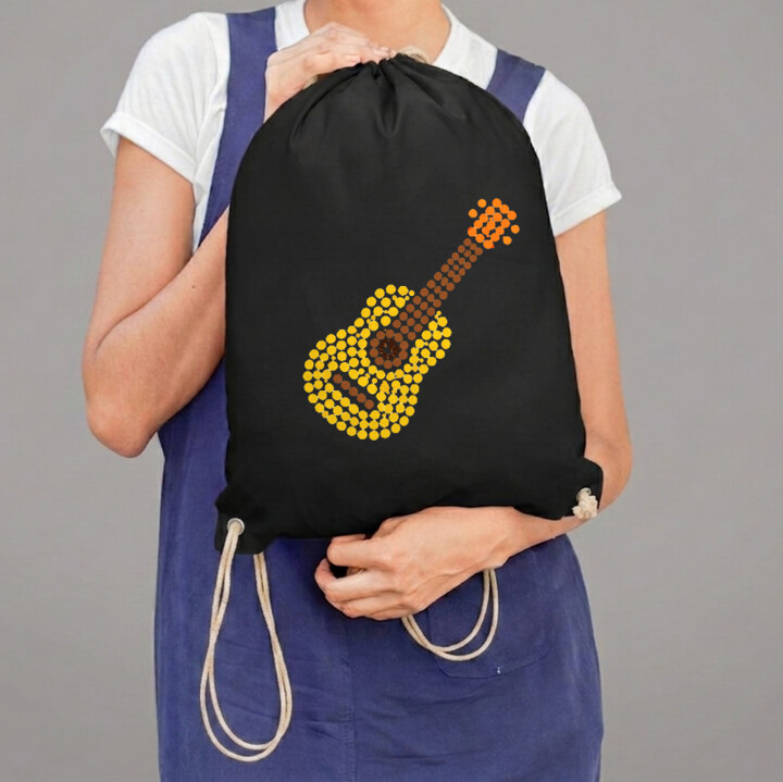Gitara z kropek - dzień kropki - worko-plecak na prezent