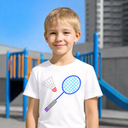 Badminton z kropek - dzień kropki - dziecięca koszulka na prezent