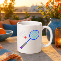 Badminton z kropek - dzień kropki - kubek na prezent