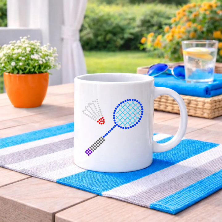 Badminton z kropek - dzień kropki - kubek na prezent