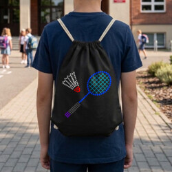 Badminton z kropek - dzień kropki - worko-plecak na prezent