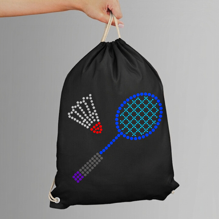 Badminton z kropek - dzień kropki - worko-plecak na prezent