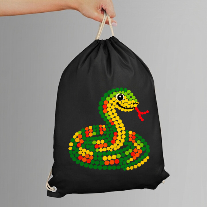 Wąż z kropek - dzień kropki - worko-plecak na prezent