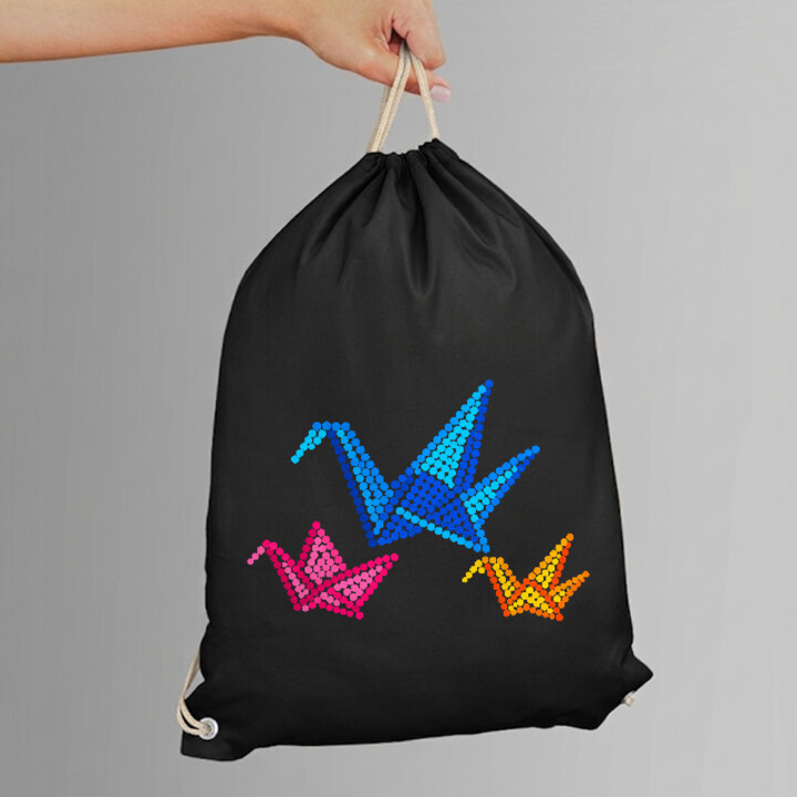 Origami z kropek - dzień kropki - worko-plecak na prezent