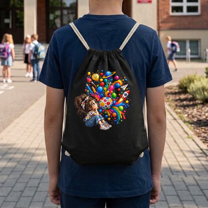 Marzenia z kropek - dzień kropki - worko-plecak na prezent