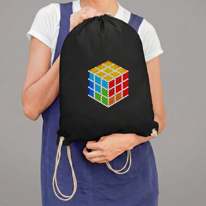 Kostka logiczna z kropek - dzień kropki - worko-plecak na prezent