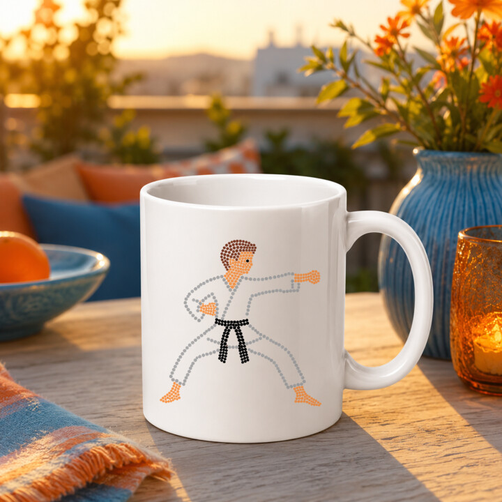 Karateka z kropek - dzień kropki - kubek na prezent