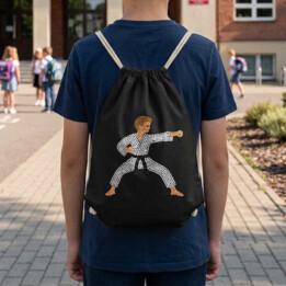 Karateka z kropek - dzień kropki - worko-plecak na prezent
