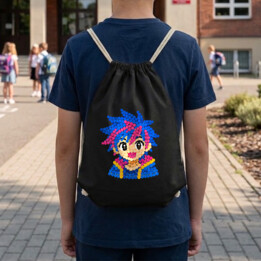 Dziewczynka anime z kropek - dzień kropki - worko-plecak na prezent