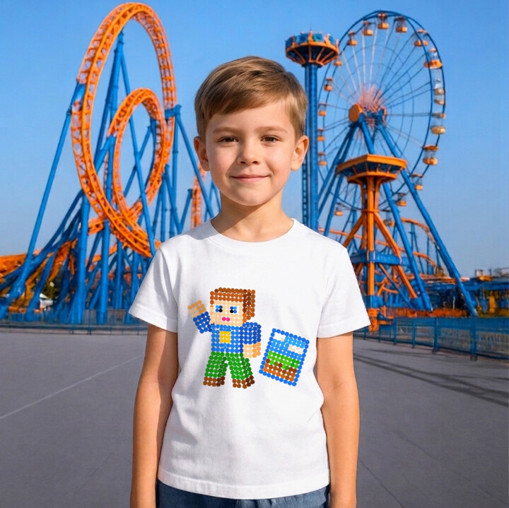 Klockowy gracz z kropek - dzień kropki - dziecięca koszulka na prezent - inspirowane Robloxem