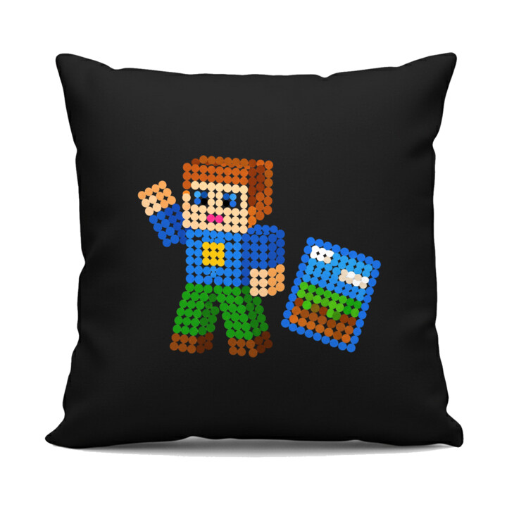 Klockowy gracz z kropek - dzień kropki - czarna poduszka na prezent - inspirowane Robloxem