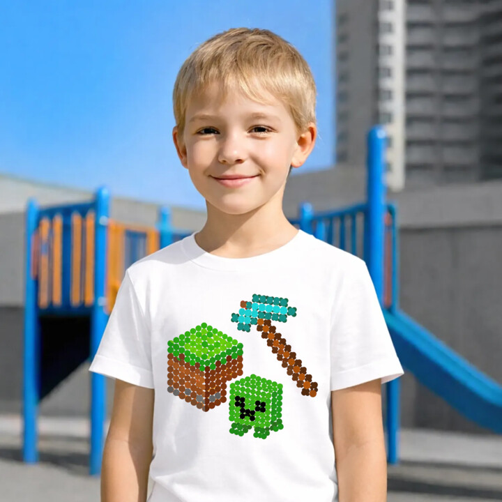 Klockowy świat z kropek - dzień kropki - dziecięca koszulka na prezent - inspirowane Minecraftem