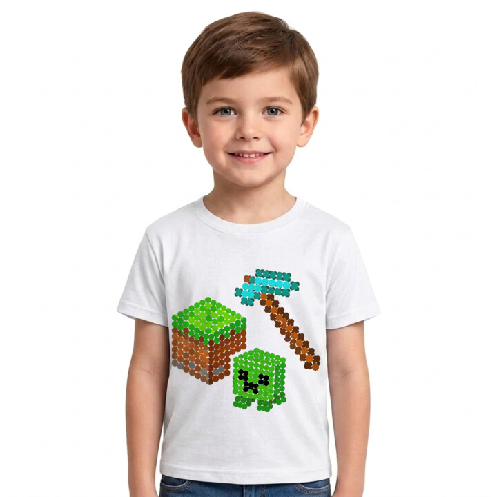Klockowy świat z kropek - dzień kropki - dziecięca koszulka na prezent - inspirowane Minecraftem