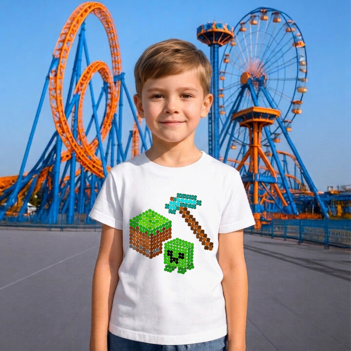 Klockowy świat z kropek - dzień kropki - dziecięca koszulka na prezent - inspirowane Minecraftem