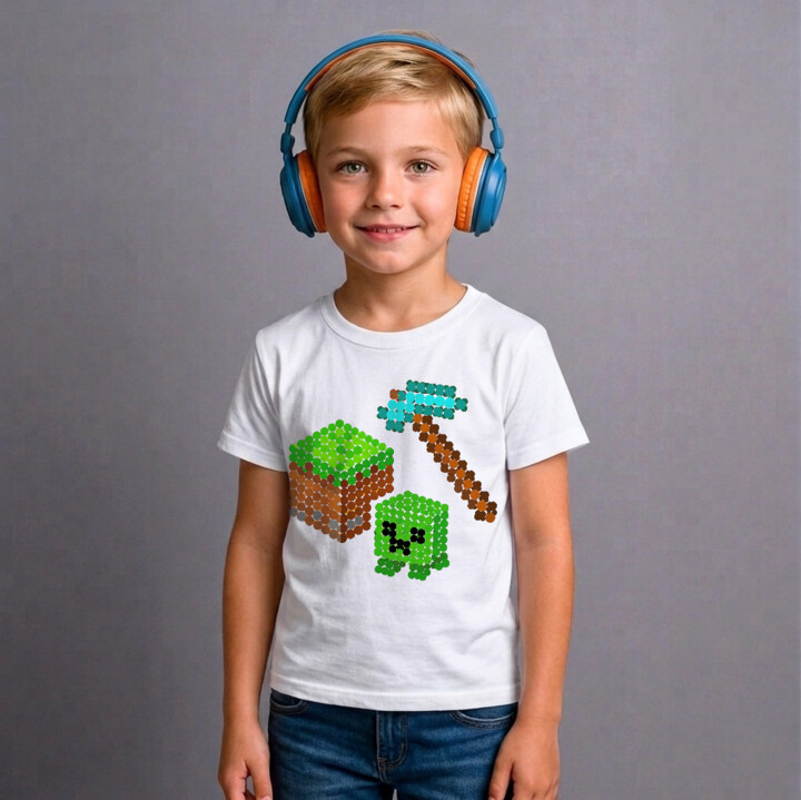 Klockowy świat z kropek - dzień kropki - dziecięca koszulka na prezent - inspirowane Minecraftem