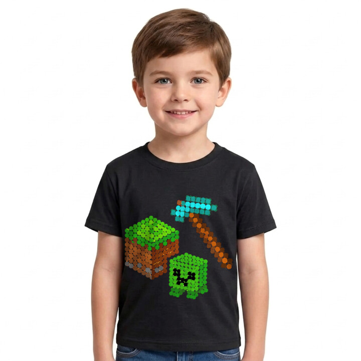 Klockowy świat z kropek - dzień kropki - dziecięca koszulka na prezent - inspirowane Minecraftem
