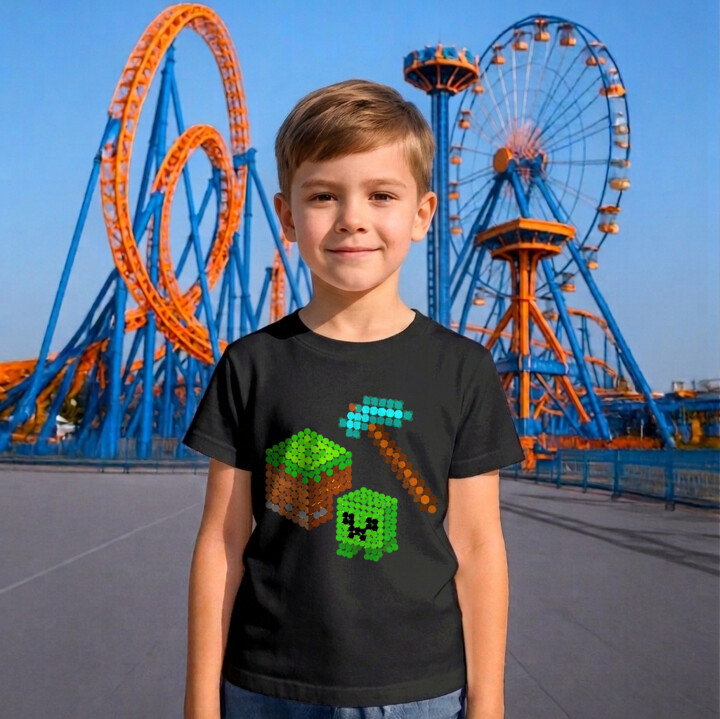 Klockowy świat z kropek - dzień kropki - dziecięca koszulka na prezent - inspirowane Minecraftem