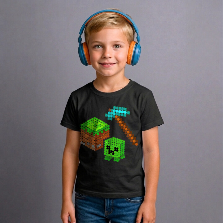 Klockowy świat z kropek - dzień kropki - dziecięca koszulka na prezent - inspirowane Minecraftem