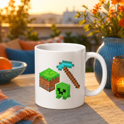 Klockowy świat z kropek - dzień kropki - kubek na prezent - inspirowane Minecraftem