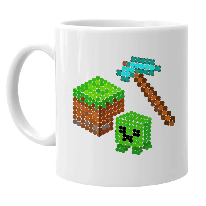 Klockowy świat z kropek - dzień kropki - kubek na prezent - inspirowane Minecraftem