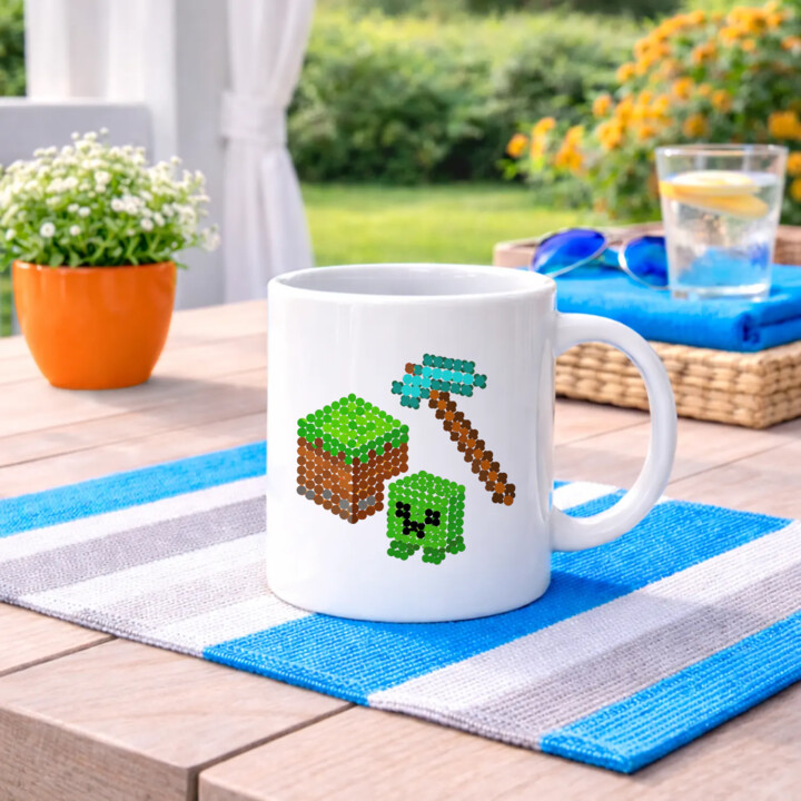 Klockowy świat z kropek - dzień kropki - kubek na prezent - inspirowane Minecraftem