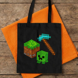 Klockowy świat z kropek - dzień kropki - torba na prezent - inspirowane Minecraftem
