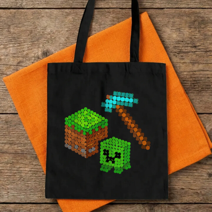 Klockowy świat z kropek - dzień kropki - torba na prezent - inspirowane Minecraftem