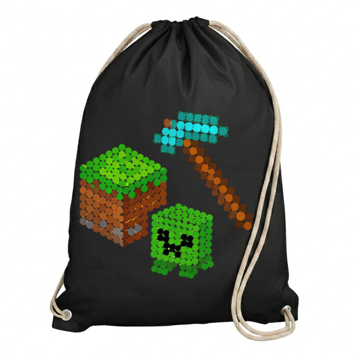 Klockowy świat z kropek - dzień kropki - worko-plecak na prezent - inspirowane Minecraftem