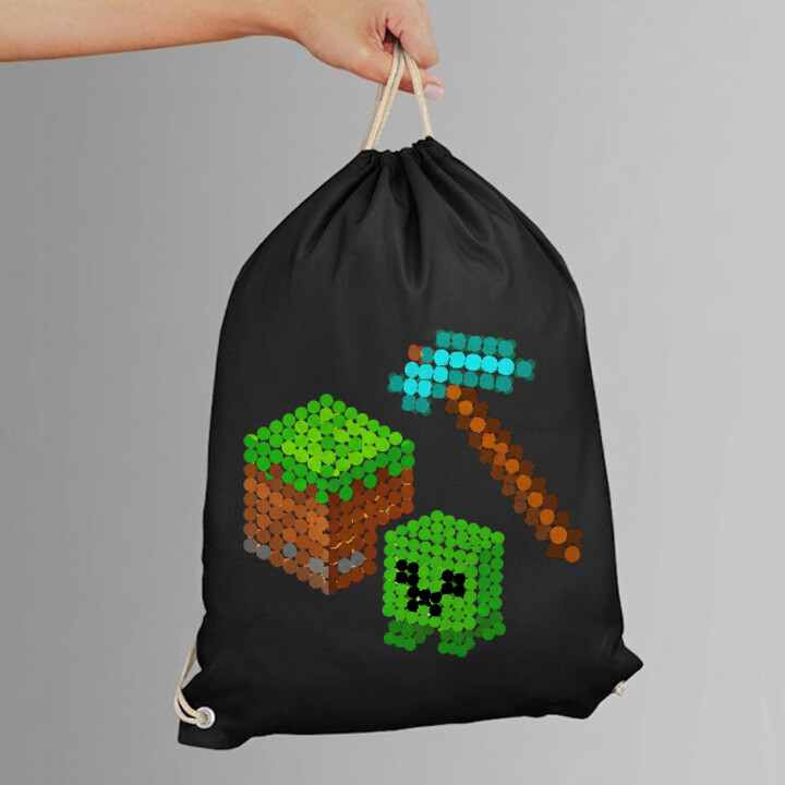 Klockowy świat z kropek - dzień kropki - worko-plecak na prezent - inspirowane Minecraftem