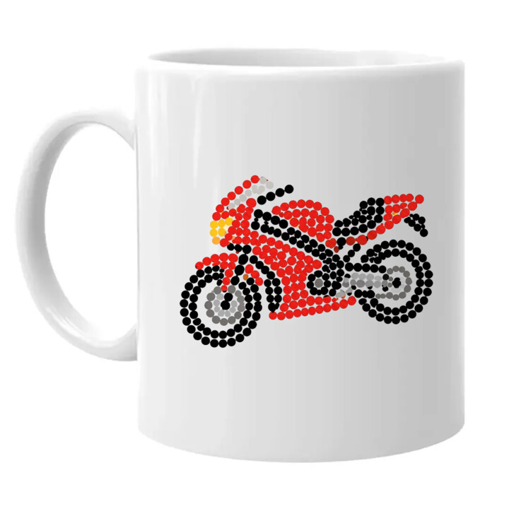 Motocykl z kropek - dzień kropki - kubek na prezent