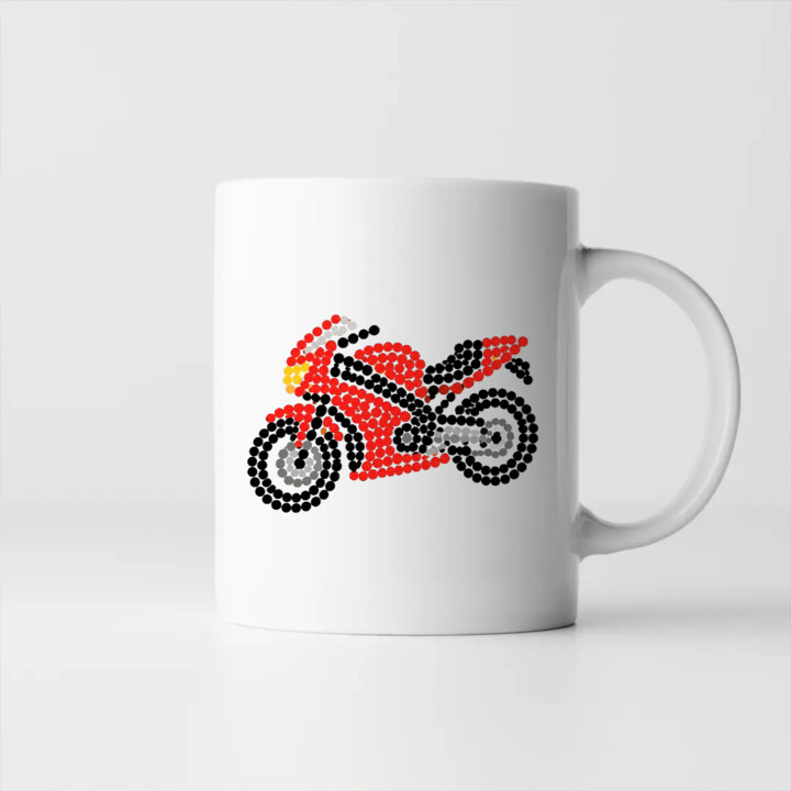 Motocykl z kropek - dzień kropki - kubek na prezent