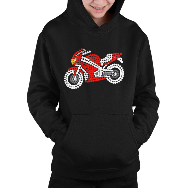 Motocykl z kropek - dzień kropki - dziecięca bluza na prezent