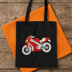 Motocykl z kropek - dzień kropki - torba na prezent