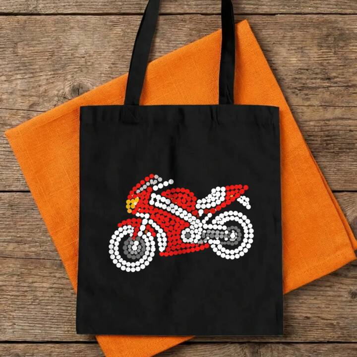 Motocykl z kropek - dzień kropki - torba na prezent