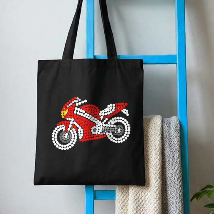Motocykl z kropek - dzień kropki - torba na prezent